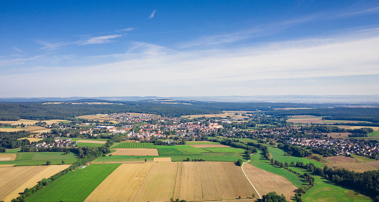Luftaufnahme von der Stadt Waldsassen.
